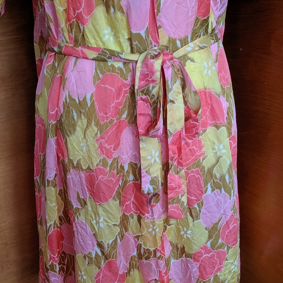 60s Floral Tulip Shirt Dress - Picture 2 of 10